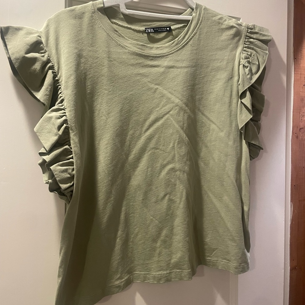 Zara Ruffle Sleeve T-Shirt